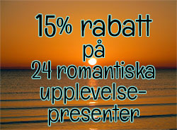 15% rabatt på romantiska upplevelsepresenter till Alla Hjärtans Dag